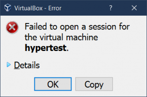 windows 10 virtualbox error